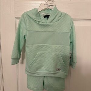Tahari Boy Mint Green Hoodie and Shorts Set